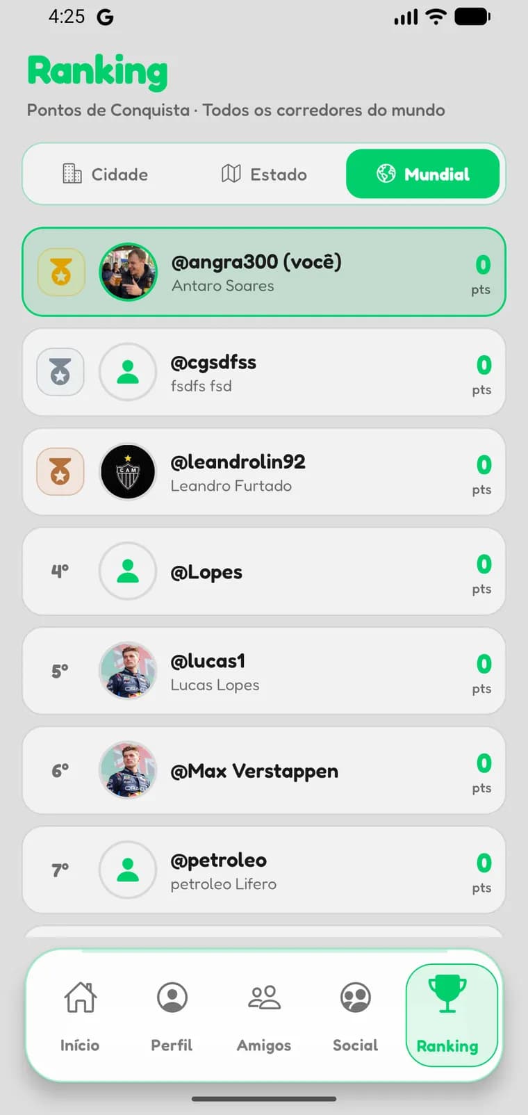 Ranking do Runex — recorte Mundial